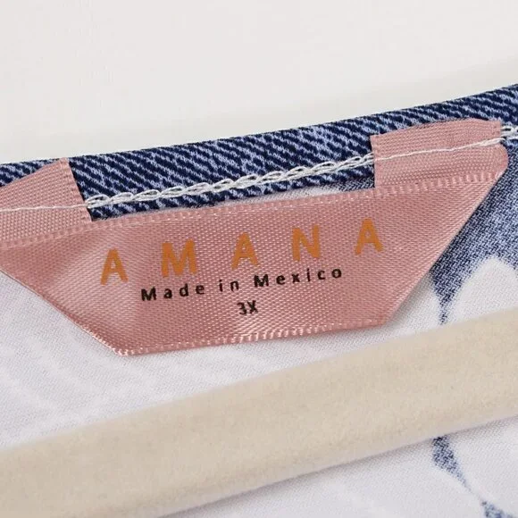 Amana Blue White Blouse P2P 22" - Picture 5 of 7